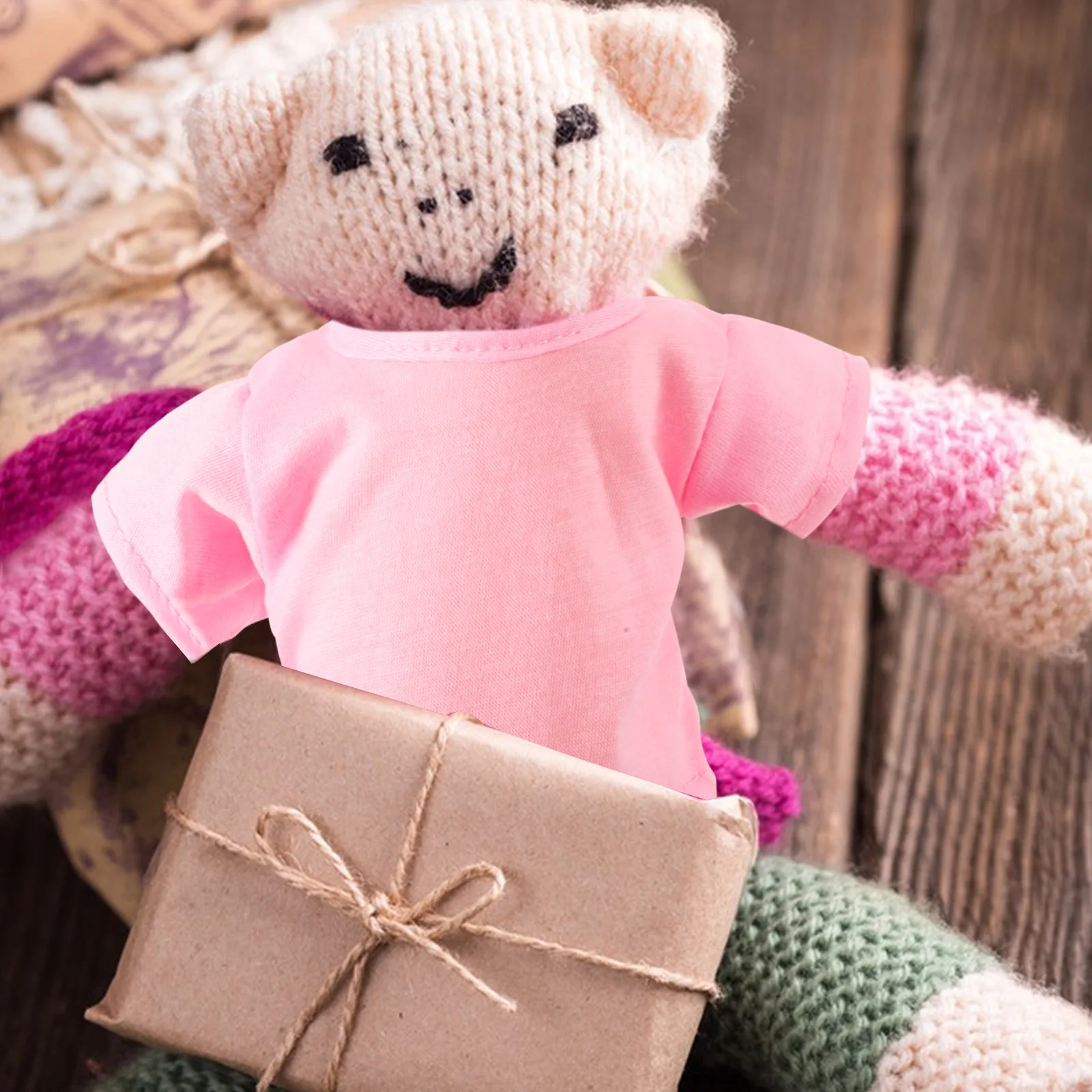 

4pcs Stuffed Animal T-Shirts Bear Clothes Outfits Decorative Apparel Soft Reusable Small Accessories Party