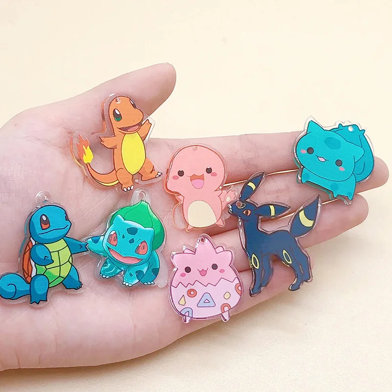 10pcs Kawaii Anime Frog Fire Dinosaur Acrylic Charms For Earring Keychain Making Findings Cute Airpods Key Pendant Diy Jewelry