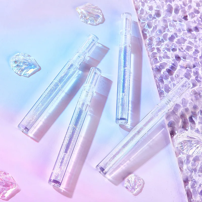 Brillo de labios transparente de diamante fino azul, esmalte de labios nacarado seductor, labios brillantes, maquillaje de bálsamo de aceite de gelatina impermeable de larga duración