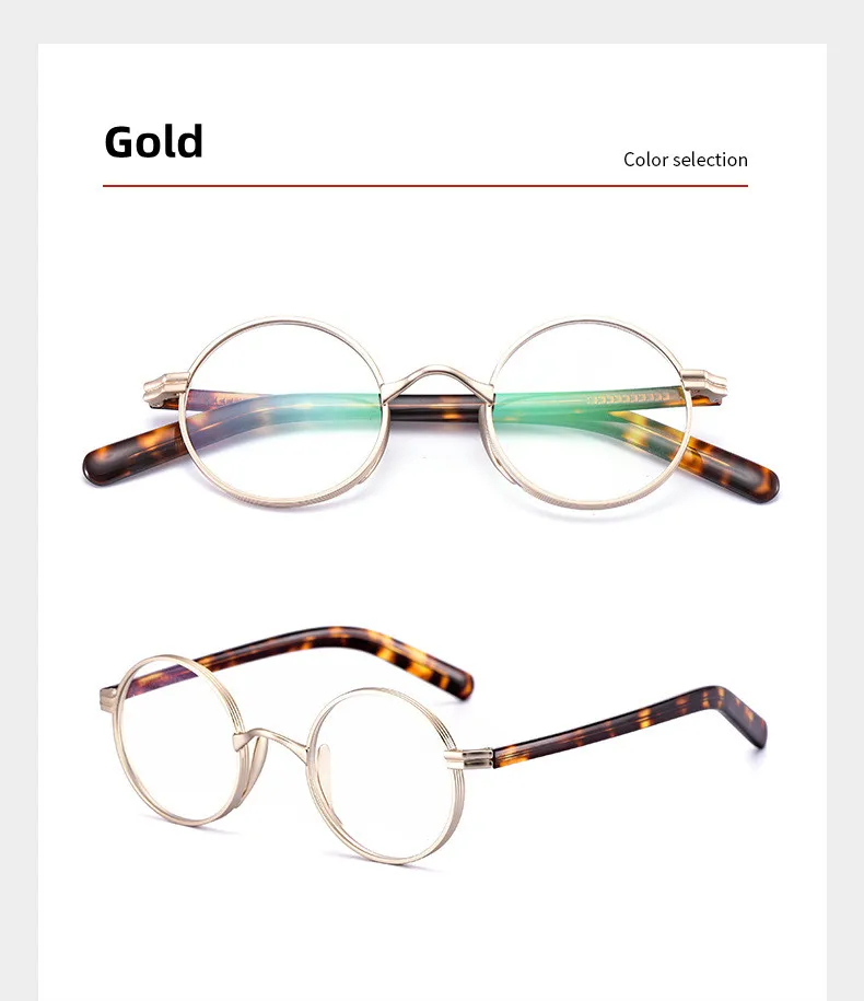 Vintage Titan Legierung Gläser Rahmen Männer Kleine Runde Lesebrille Optische Brillen Frauen Luxus Marke Brillen – Detail 10