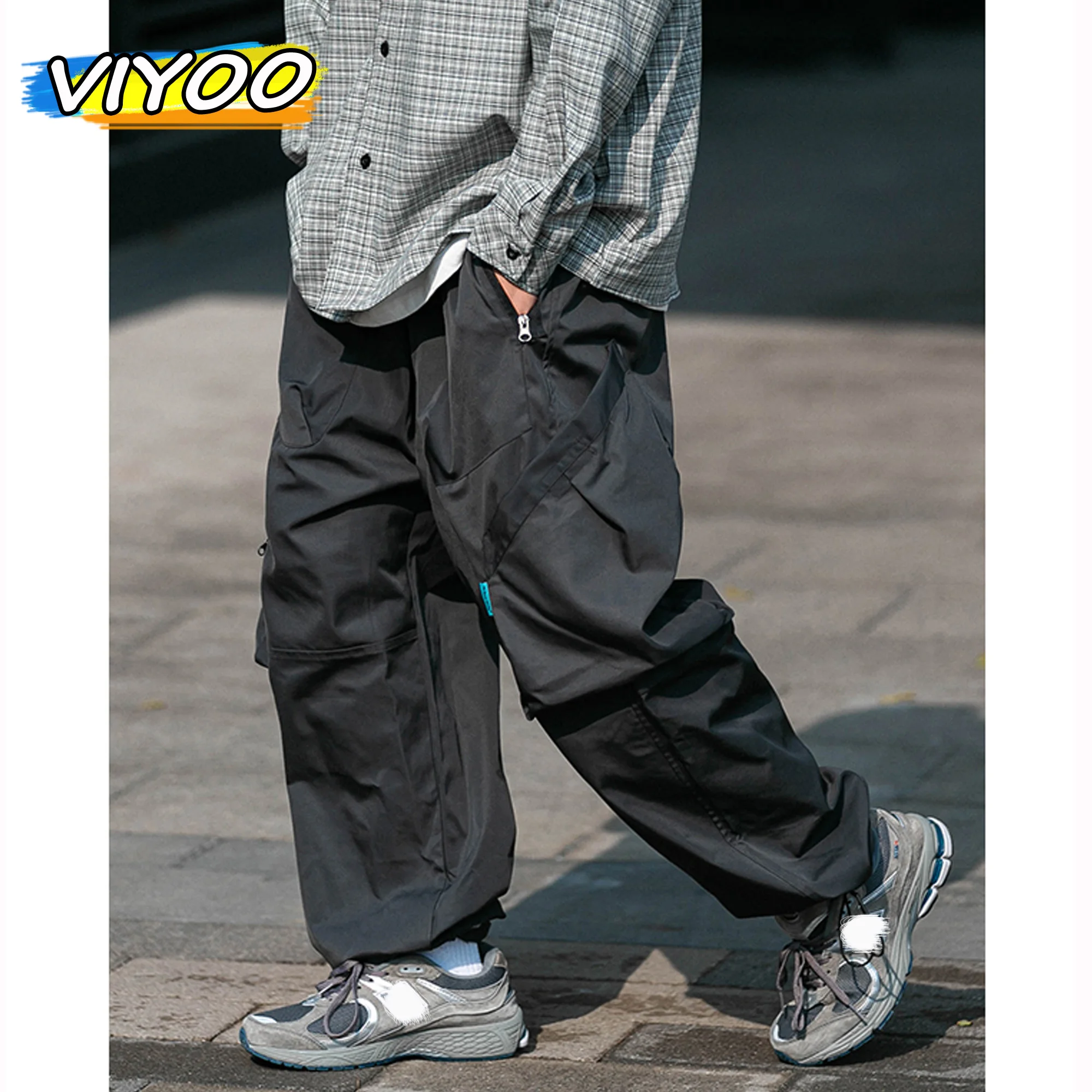 Men's Pocket Jumper Cargo Pants Trousers Jogger Wide Leg Trousers Casual Gothic Sweatpants Streetwear New Pants Techwear Men