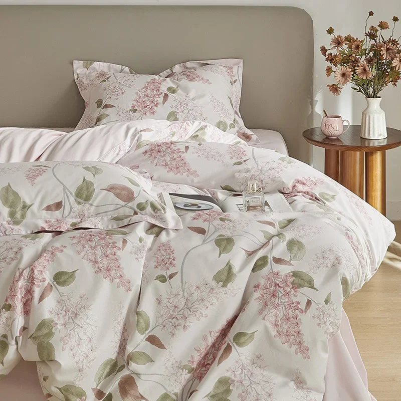 Customizable 2025 new platinum soft cotton classic small fresh ins printing four-piece set