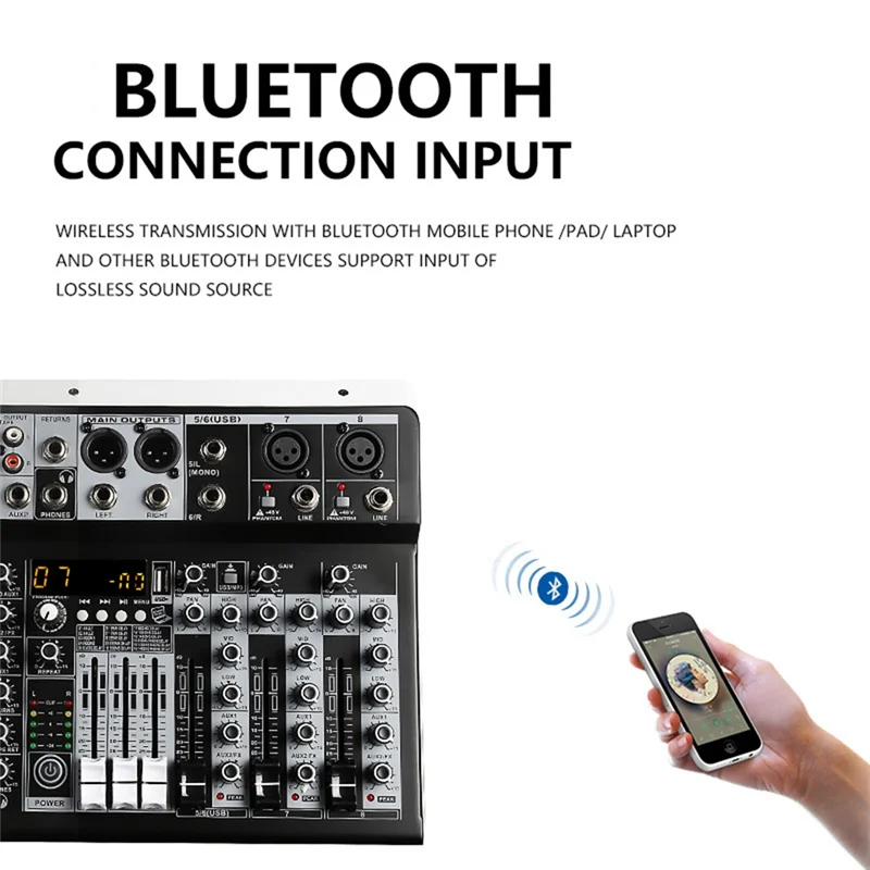 

Audio Mixer USB Professional Balance Regulation Digital Mixer/ 8 Channel Sound Board Console For Podcast Music-US Plug Durable-B