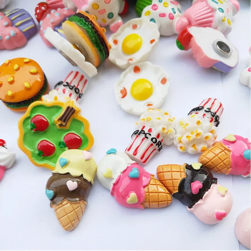 10pcs Simulation Food Snacks Magnet Refrigerator Magnets Practical Decorative Magnetic Paste Resin Jewelry Accessories