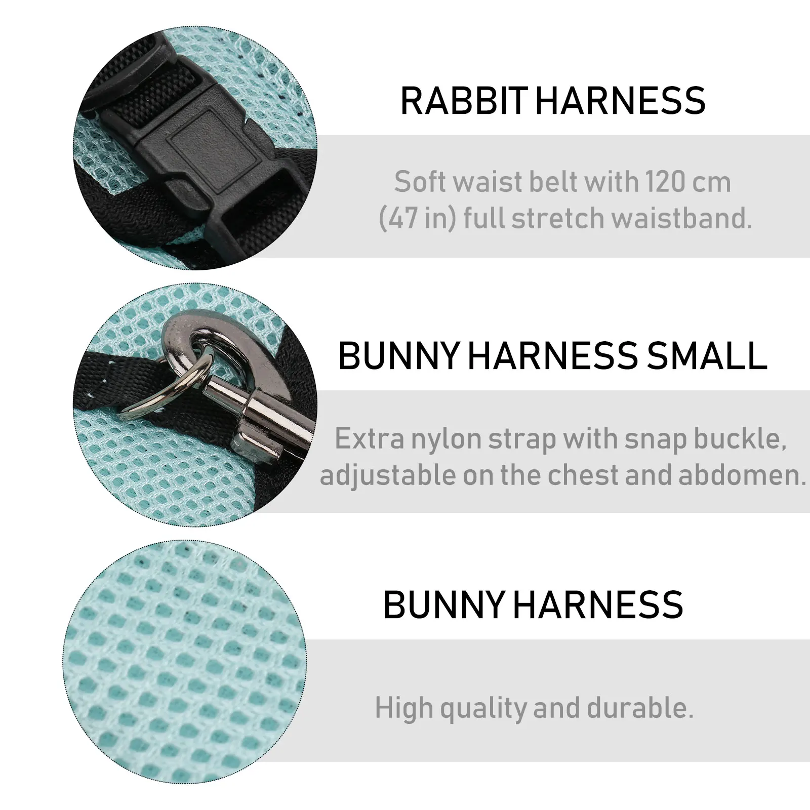 

Pet Harness 120cm Elastic Leash Adjustable for Small Rabbits Durable Polyester Comfort Padding Bunny Walking Accessories Pet