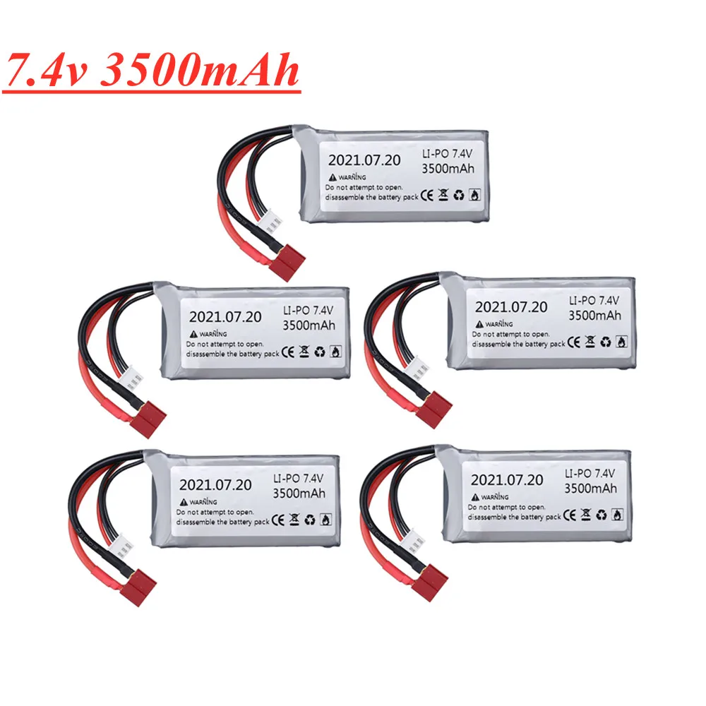 7.4V 3500mAh 40C Lipo Battery For Wltoys 144001 12428 12423 RC Car Upgrade part 2s 7.4v Battery T plug For feiyue 03 Q39