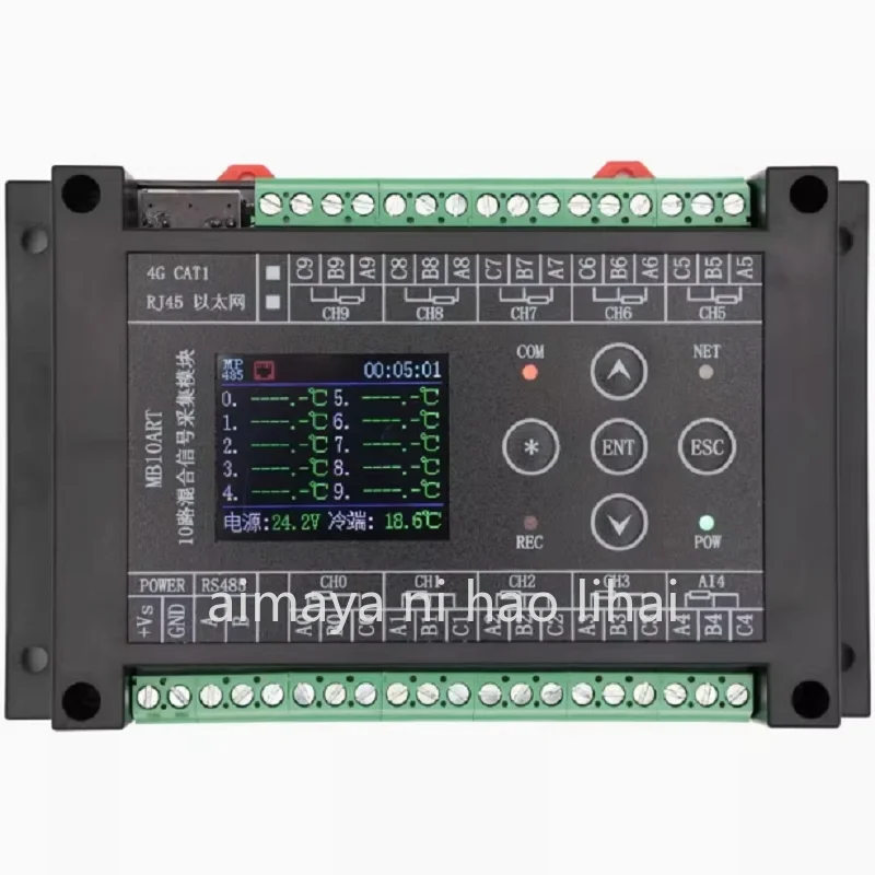 PT100 PT1000 10-channel platinum resistor high-precision temperature acquisition module Ethernet MODBUS RS485