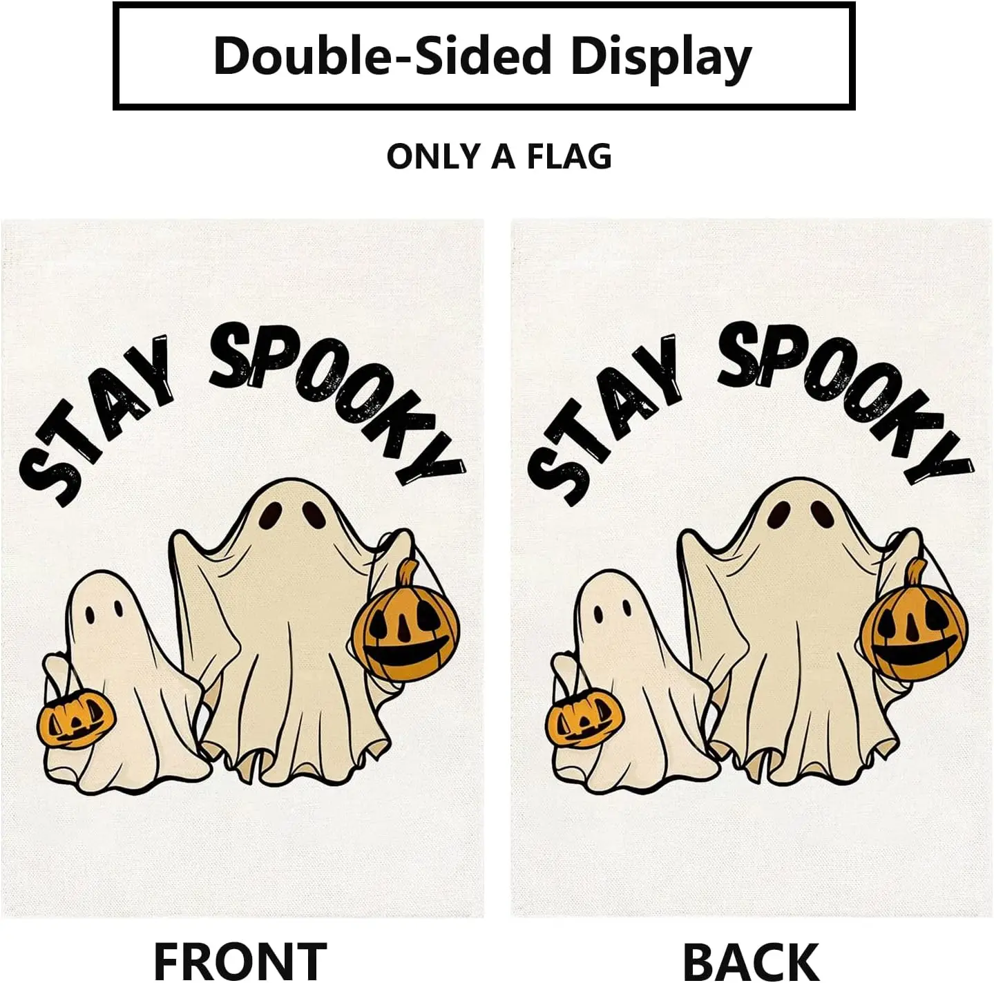 Halloween Garden Flag Stay Spooky 12x18 Inch Vertical Double Burlap Sided Funny Ghost Pumpkin Flags Outside Seasonal Holiday Yar