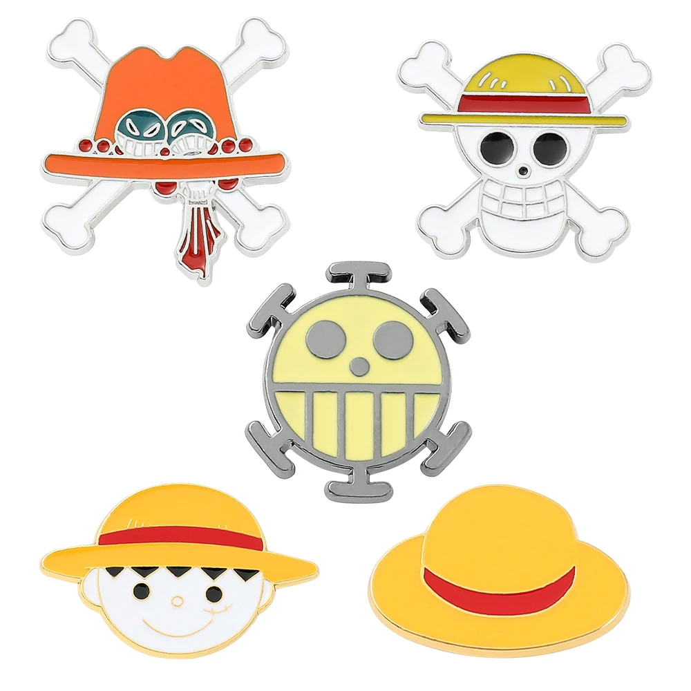 Anime One Piece Lapel Pins Cosplay Anime Figure Monkey D. Luffy Badge Brooch for Boys Backpack Clothing Pins Accessories