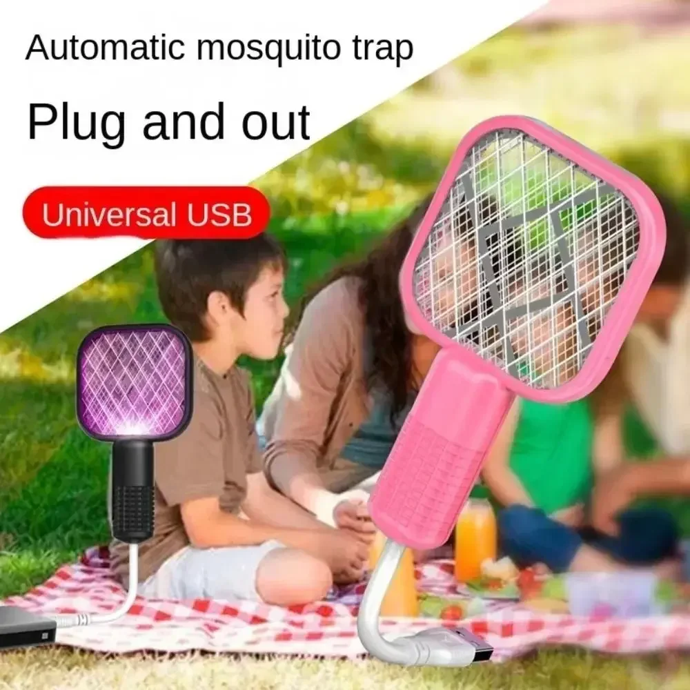 Rechargeable Electric Mosquito Swatter Portable Bug Zapper for Camping Outdoor Home Instant Kill USB Charging Safe for Kids