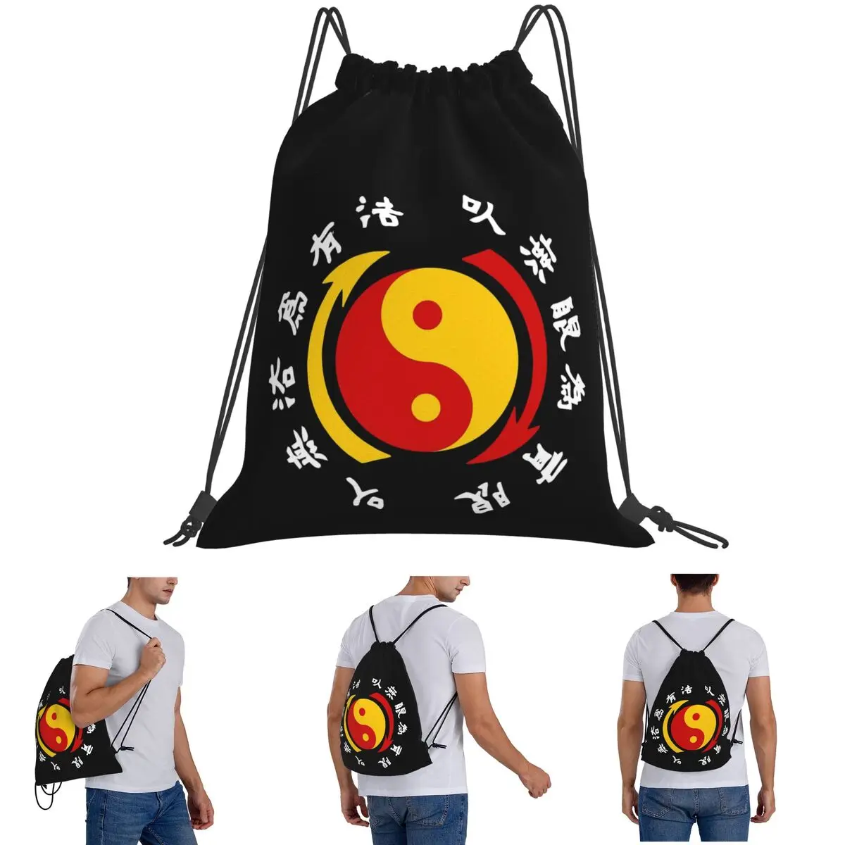 

JKD Jeet Kune Do Logo Backpacks Portable Drawstring Bundle Pocket Sports Bag Book Bags for Travel School