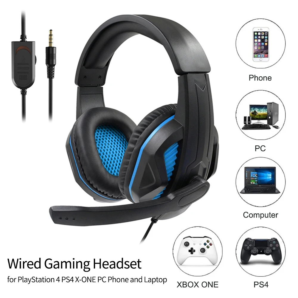 3.5mm Wired Gaming Headphones With Microphone For PS4 Xbox One Switch Phone Laptop Earphone Helmet