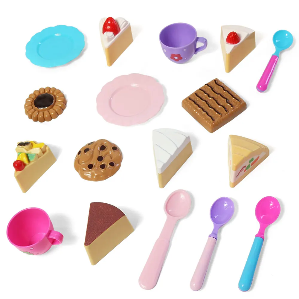Zestaw do herbaty dla małej dziewczynki, udawany popołudniowy zestaw do herbaty z deserami, herbatnik do zabawy w czasie herbaty księżniczki, zabawki kuchenne, prezenty wielkanocne