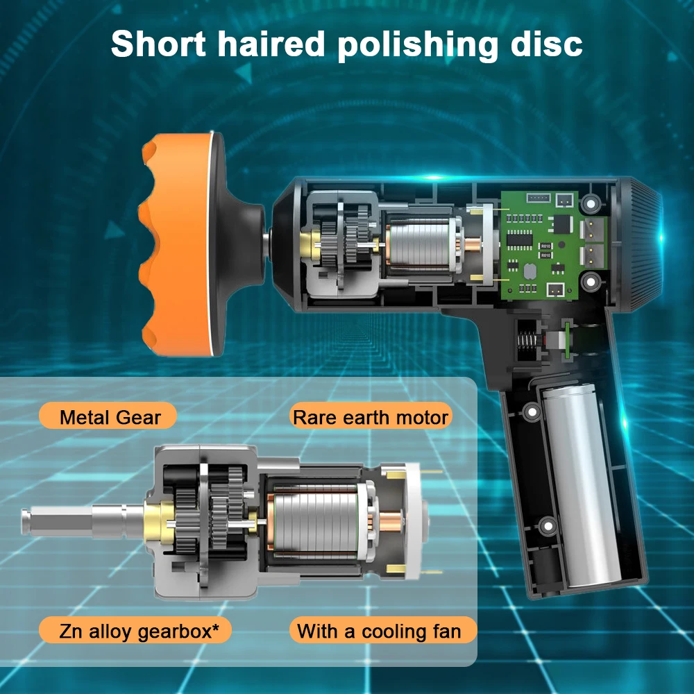 Car Polishing Machine Wireless Digital Waxing Polisher Car Mounted Handheld Electric Power Tool Kit for Auto Cleaning Repair