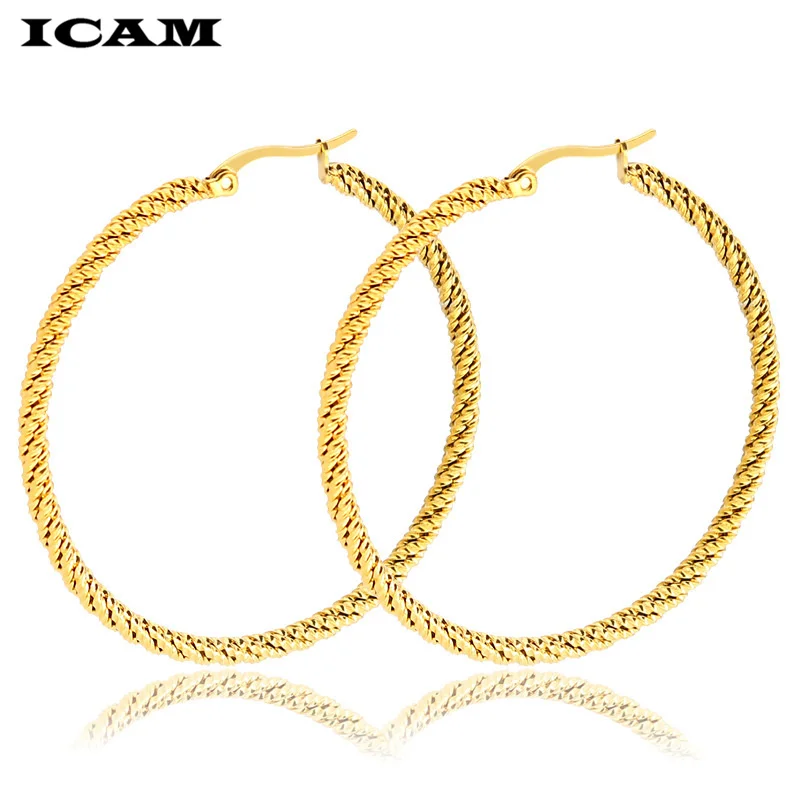 ICAM Punk Big Size Hoop Earrings Brincos Trendy Party Exaggerated Gold Silver Color Round Circle Earrings for Women Jewelry