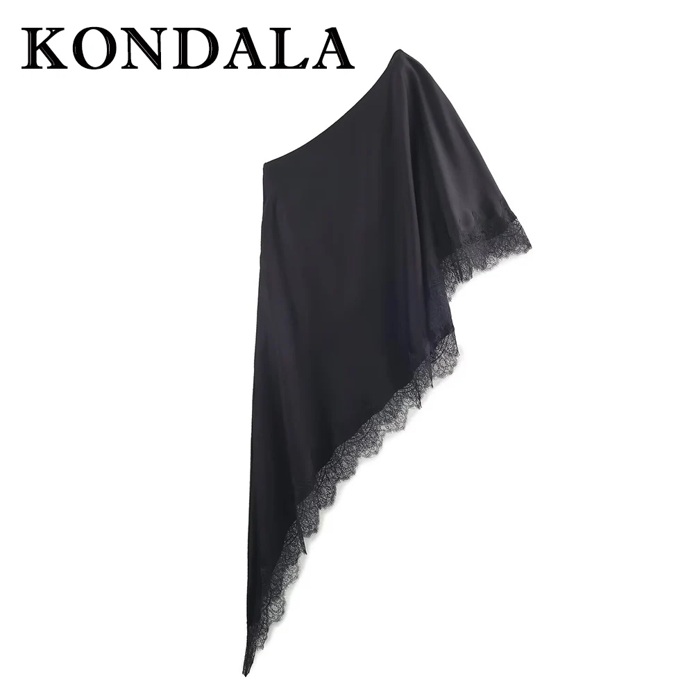 

KONDALA шикарные черные вечерние сексуальные кружевные женские топы на одно плечо, модные роскошные клубные женские современные топы на День святого Валентина 2025 года