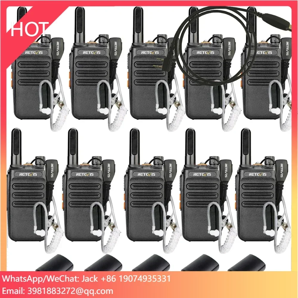 

Commercial Walkie-Talkies Set with Earpiece Cable 2 Way Radios Rechargeable Emergency Alarm VOX Handsfree Retevis RB35/RB635