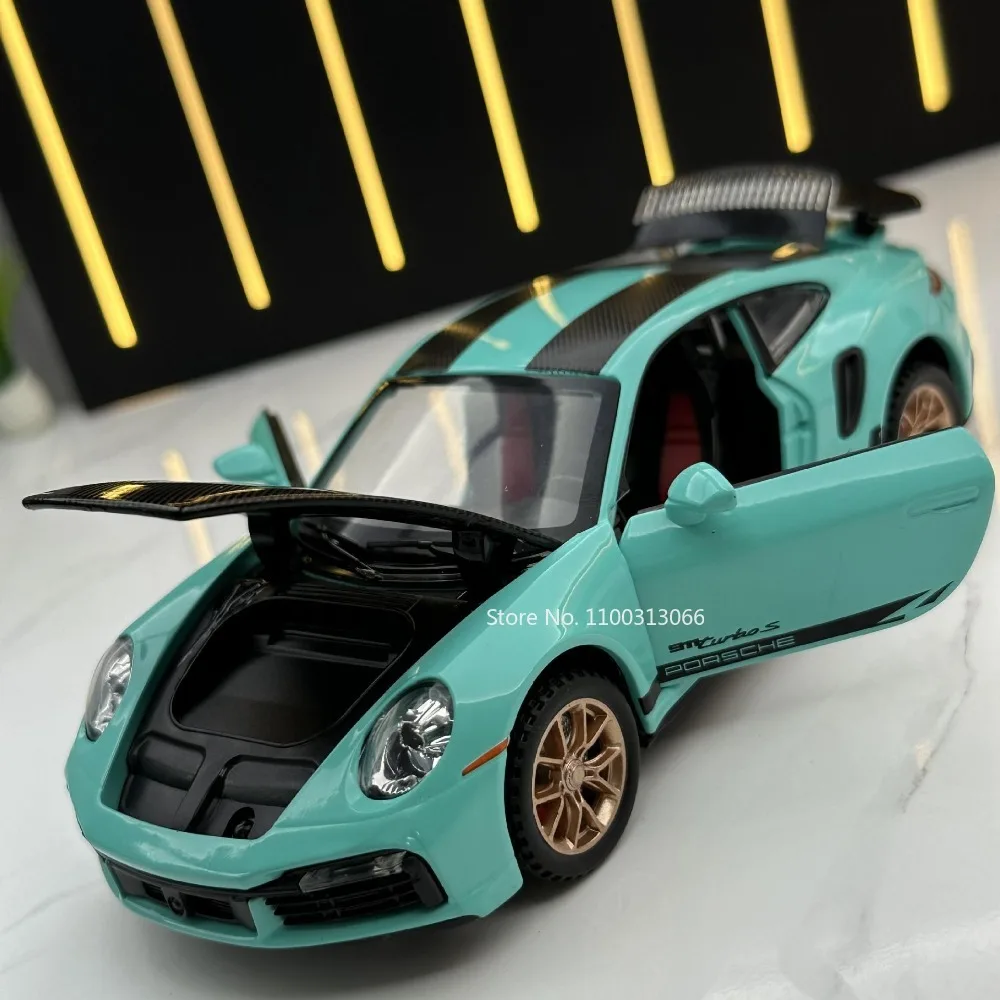 1:32 911 Turbo S modello di auto giocattolo in lega pressofusi con corpo in metallo Super Sport Car con funzione di trazione posteriore giocattoli per veicoli per regali per bambini