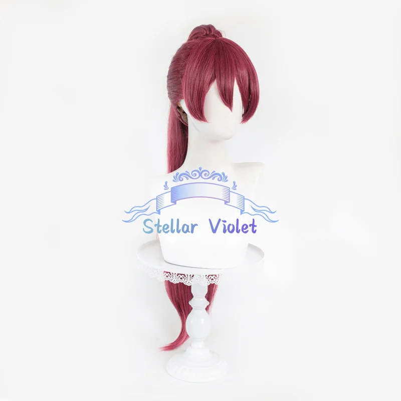 أنيمي Puella Magi Madoka Magica Sakura Kyouko شعر مستعار تأثيري الأحمر 90 سنتيمتر ذيل حصان مقاومة للحرارة الاصطناعية الشعر أنيمي الباروكات + غطاء شعر مستعار