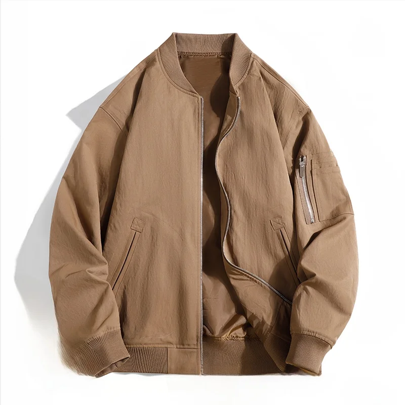 

Men's Faionable Baseball Collar Jaet with Large kets Versatile Spring Autumn Jaet Loose Fit Long Sve Polyester