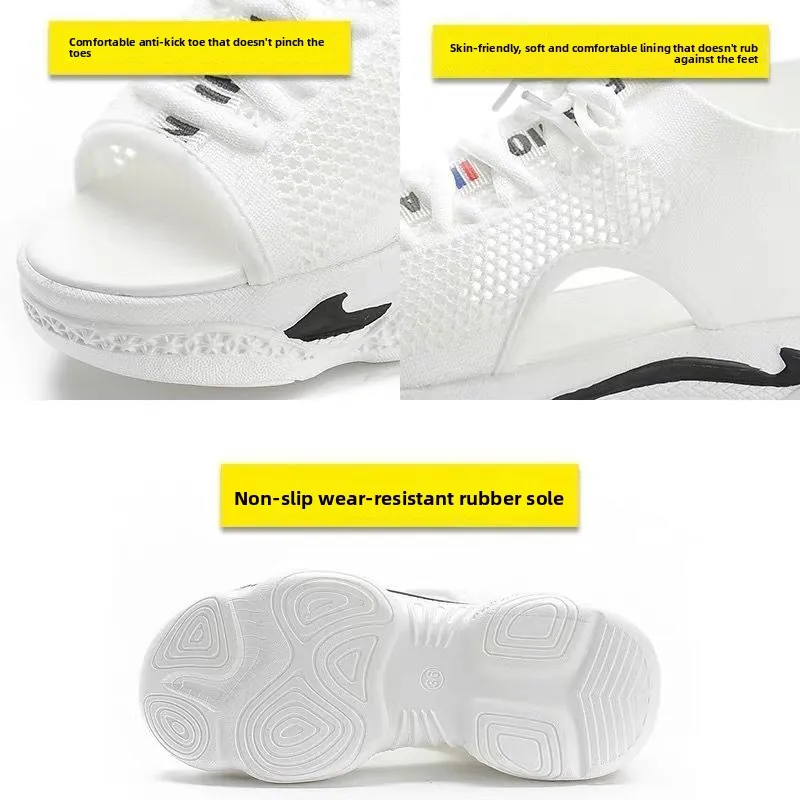 Women's Sports Sandals 2026 Summer New Hollow Flat Bottom Tide Soft Sole Versatile Thick Sole Muffin Casual Fish Mouth Shoes - view 5