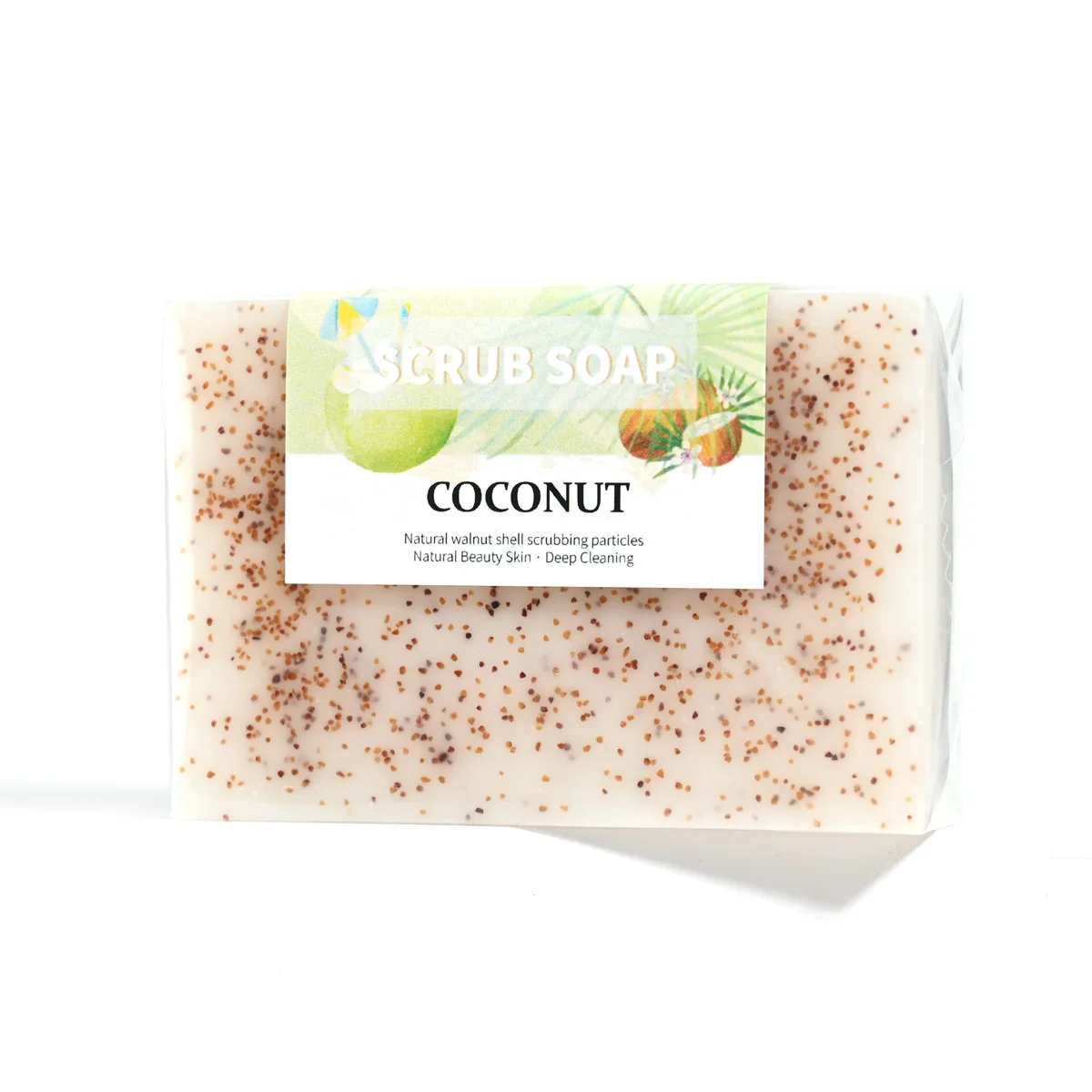 صابون حليب جوز الهند الطبيعي M+ مع جزيئات بلوري، زيت عطري أبيض لامع، صابون يدوي الصنع، مرطب يدوي، عضوي 100%