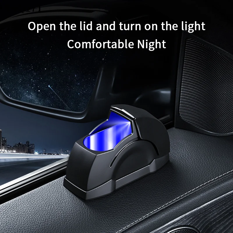 Car Ashtray Door Mounted Smokeless Ash Tray With Lid Portable Auto Truck Trash Bin Garbage Can Stainless Liner Accessory【SMQ】