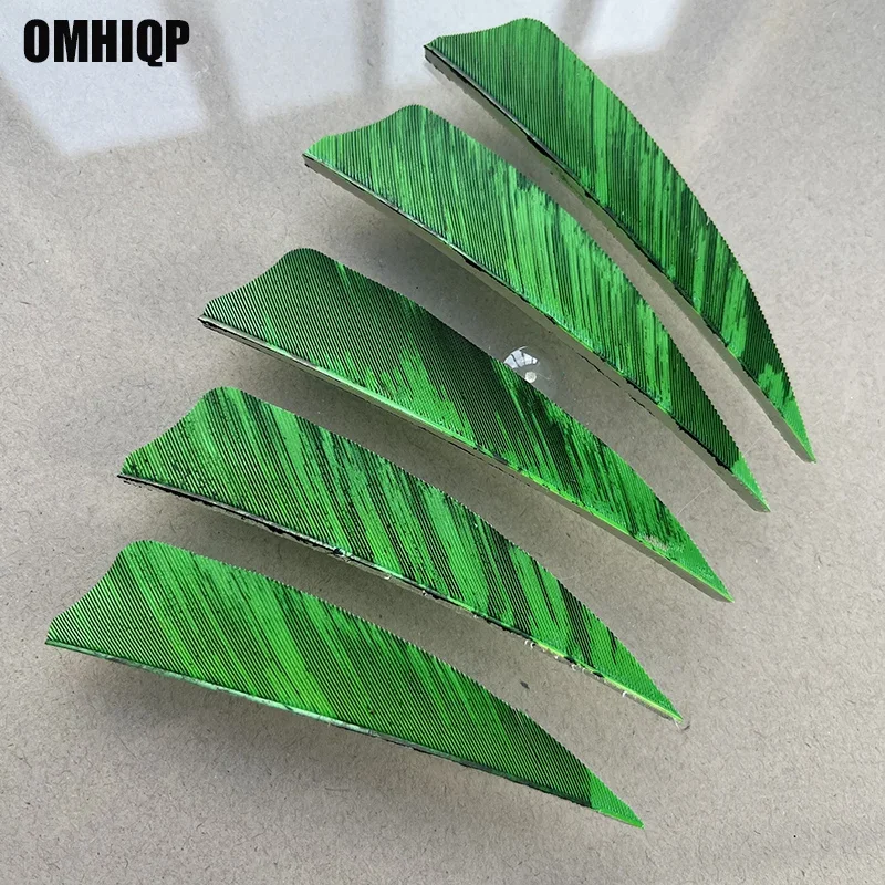 

50Pcs 3inch Right/Left Wing Shield Arrow Feathers Natural Turkey Plumes Green Ink Design Fletching Archery Hunting Accessories