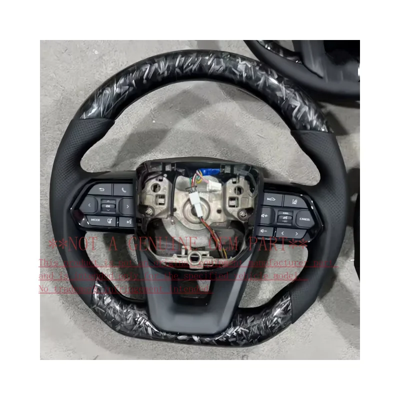For Toyota Hilux Revo LC70 LC79 Land Cruiser Fortuner 2017-2021 Water Transfer Forged Carbon Fiber Leather Steering Wheel Horn