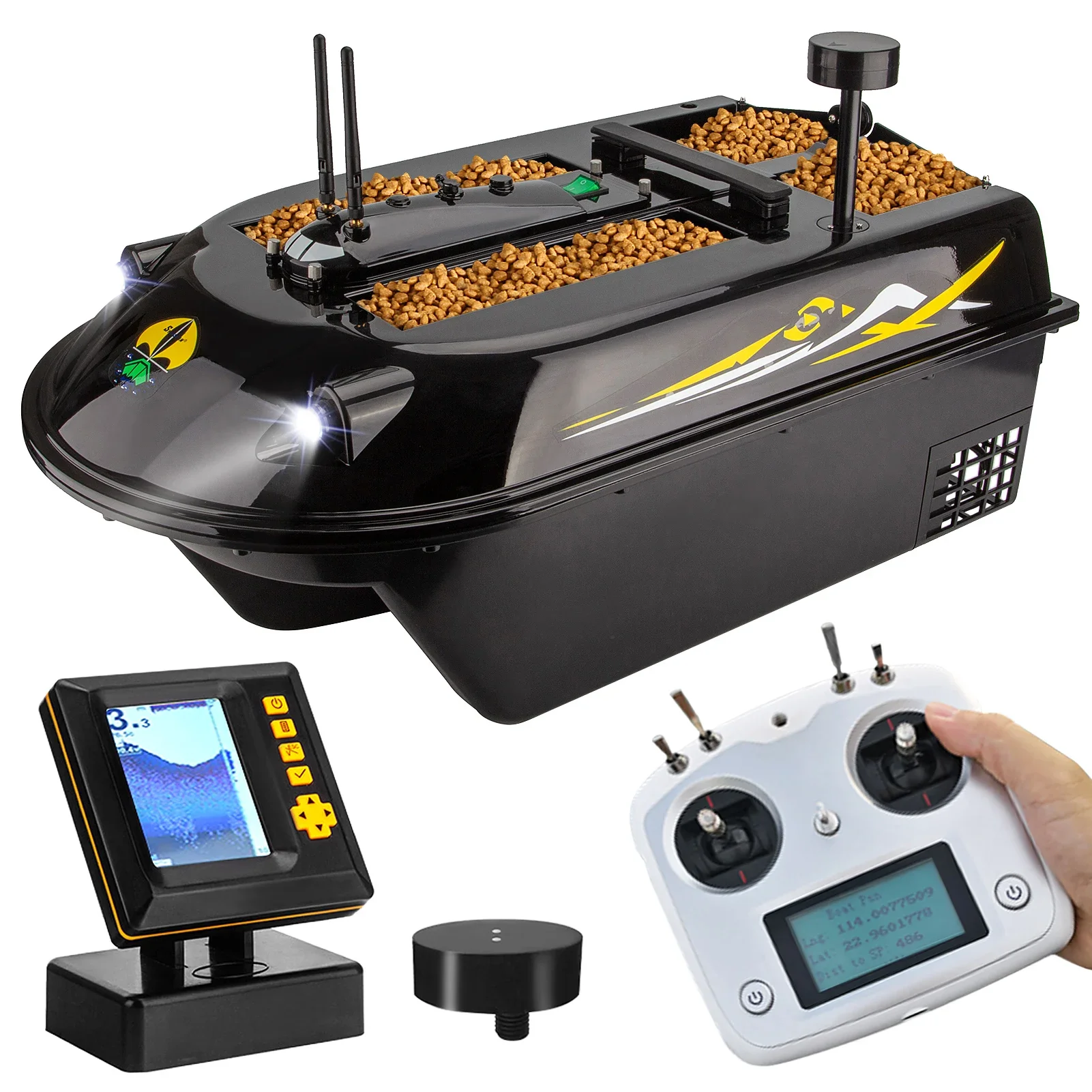 

2024 new design bait boat gps autopilot 600m Remote Control Sea Fishing Bait Boat with Fish Finder