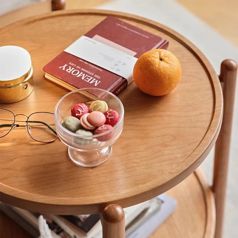 Nordic solid wood coffee table cherry wood small apartment living room side table