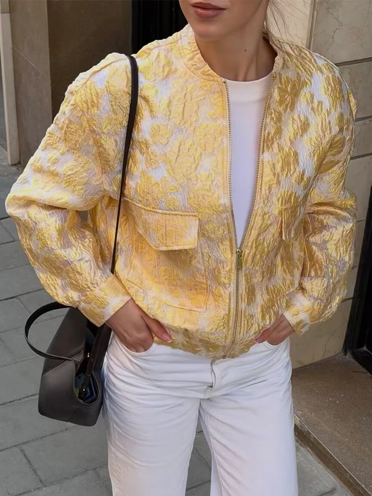 SLTNX Spring and summer cross-border new elegant fashion loose jacquard zipper coat European and American women