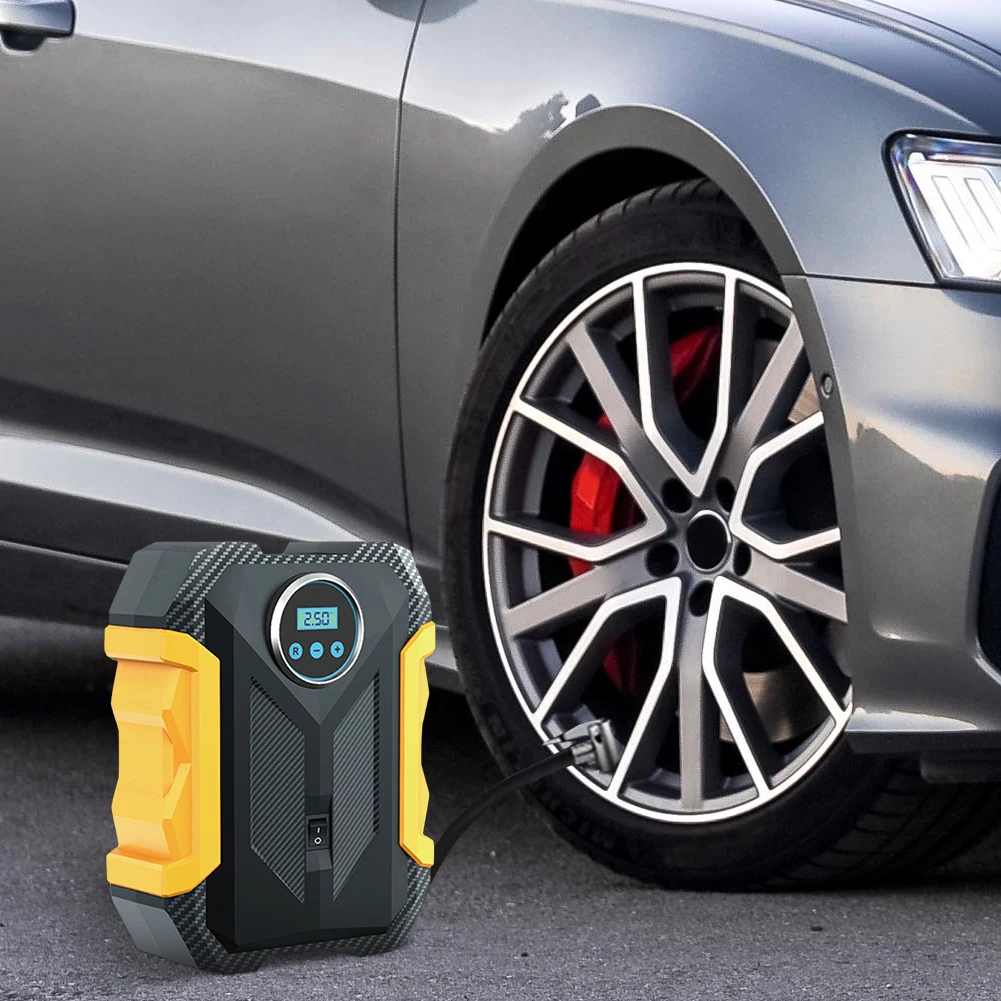 150PSI Portable Car Inflator Pump with LED Light Bicycle Air Compressor Digital Display for Automobile Bicycle Ball