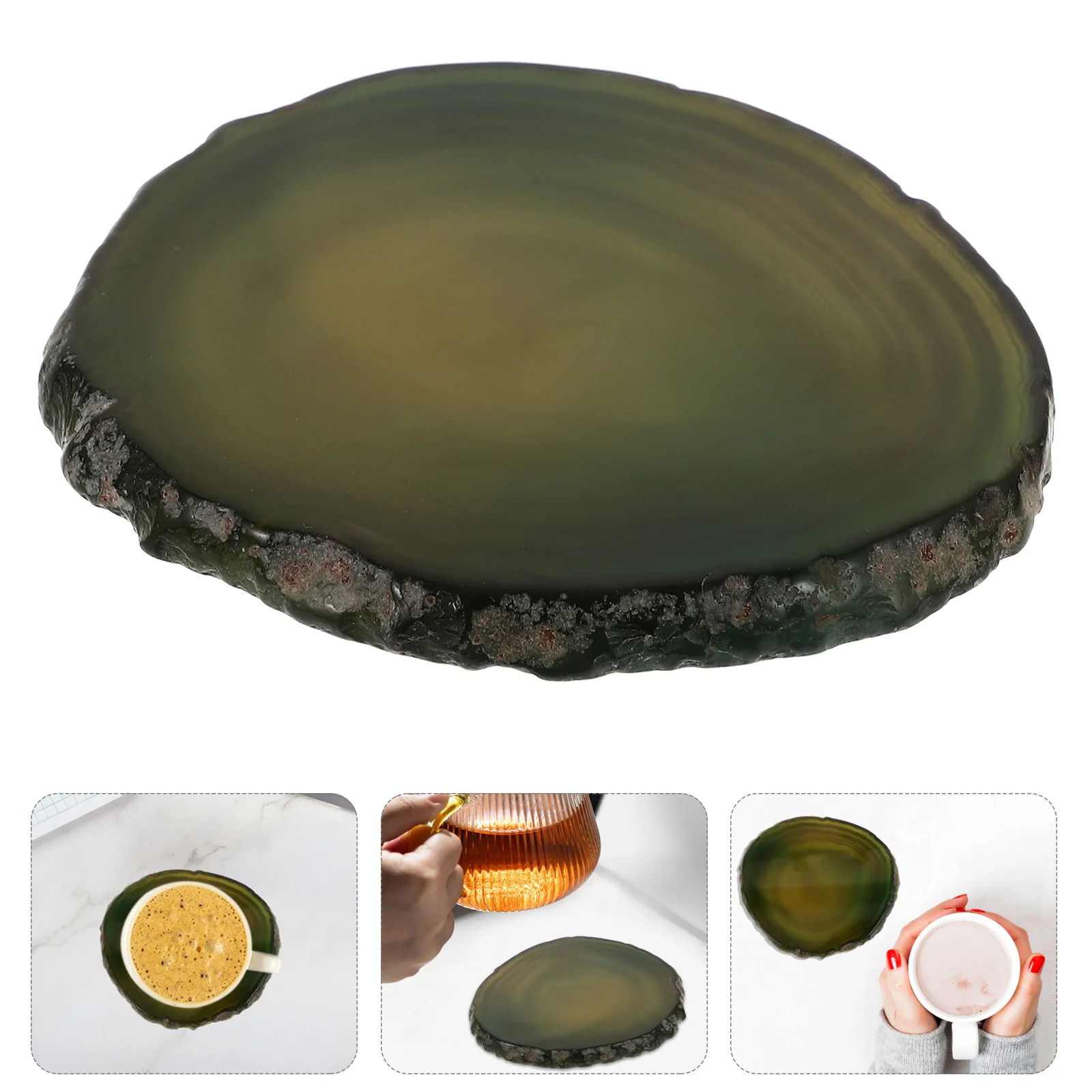 Runder Untersetzer aus natürlichem Achatstein, saugfähig, hitzebeständig, Tassenunterlage, Weinglas, Desktop-Ornament, natürlicher Achat-Untersetzer