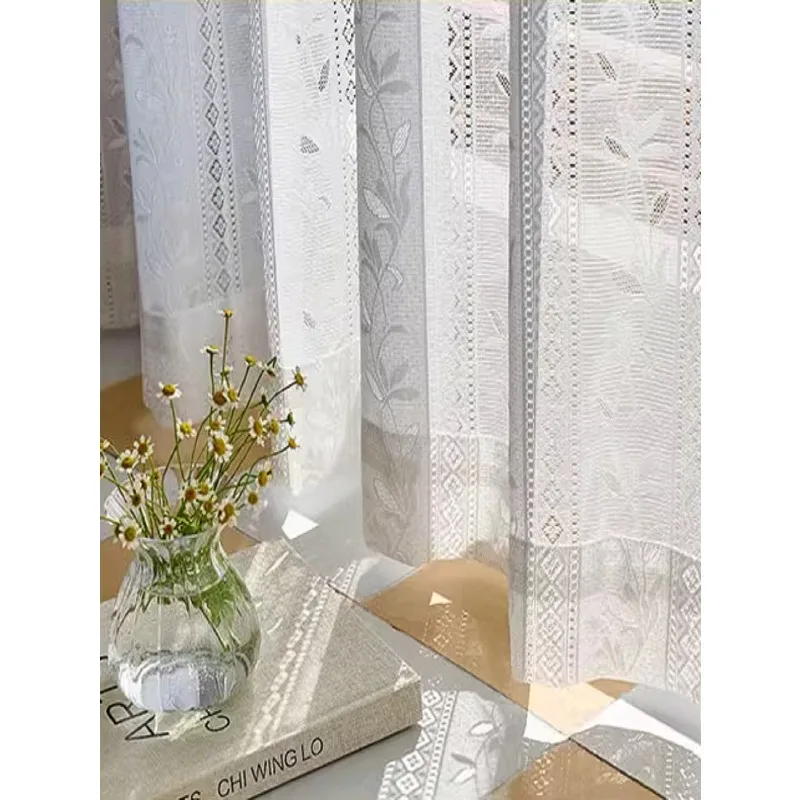 Simple and Light Luxury Retro Style Flower Rattan Embroidered Lace Curtains Living Room Bedroom Balcony Blackout Curtains