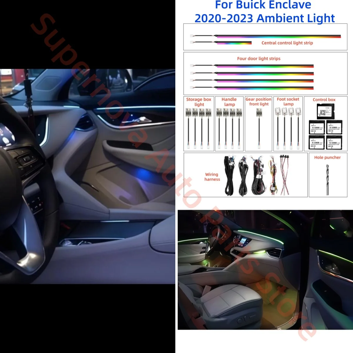 For Buick Enclave 2020-2023 LED Ambient Light automotive interior lighting upgrade Car accessories footlights Decorative strip