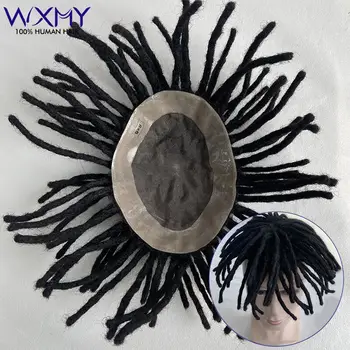 Dreadlock Mono Toupee Voor Mannen Mannelijk Haar Prothese Afro Curly Indian Human Hair Systems Unit Heren Pruiken Protesis Capilar Hombre