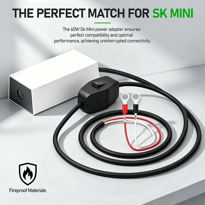 Starlink mini battery power adapter with circular switch connected to battery cable O-ring 12V-30V to 30V 3.5A boost converter