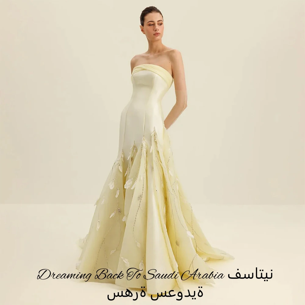 Elegant Yellow Organza Beading Evening Dress Customized Mermaid Sleeveless Modern Celebrity Gowns High Quality Satin Prom Dress image 3