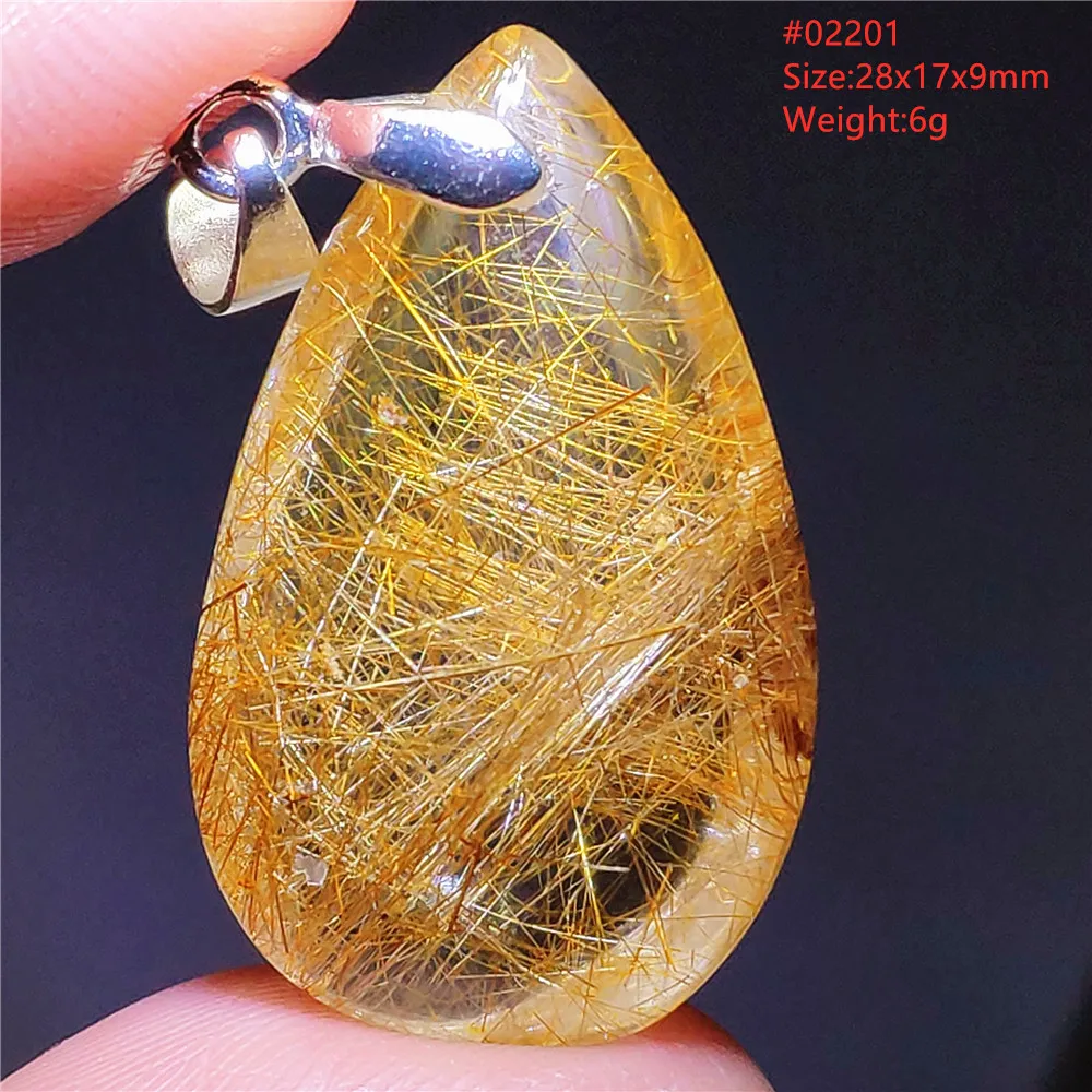 Natural Copper Rutilated Quartz Water Drop Pendant Brazil Jewelry Crystal Wealthy Rare Gold Rutilated Necklace Beads AAAAAA