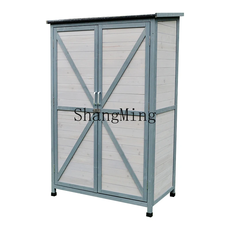 FG Outdoor Storage Solid Wood Storage Garden Garden Cabinet Anti-corrosion Balcony Tools Rainproof Sunscreen Storage Box