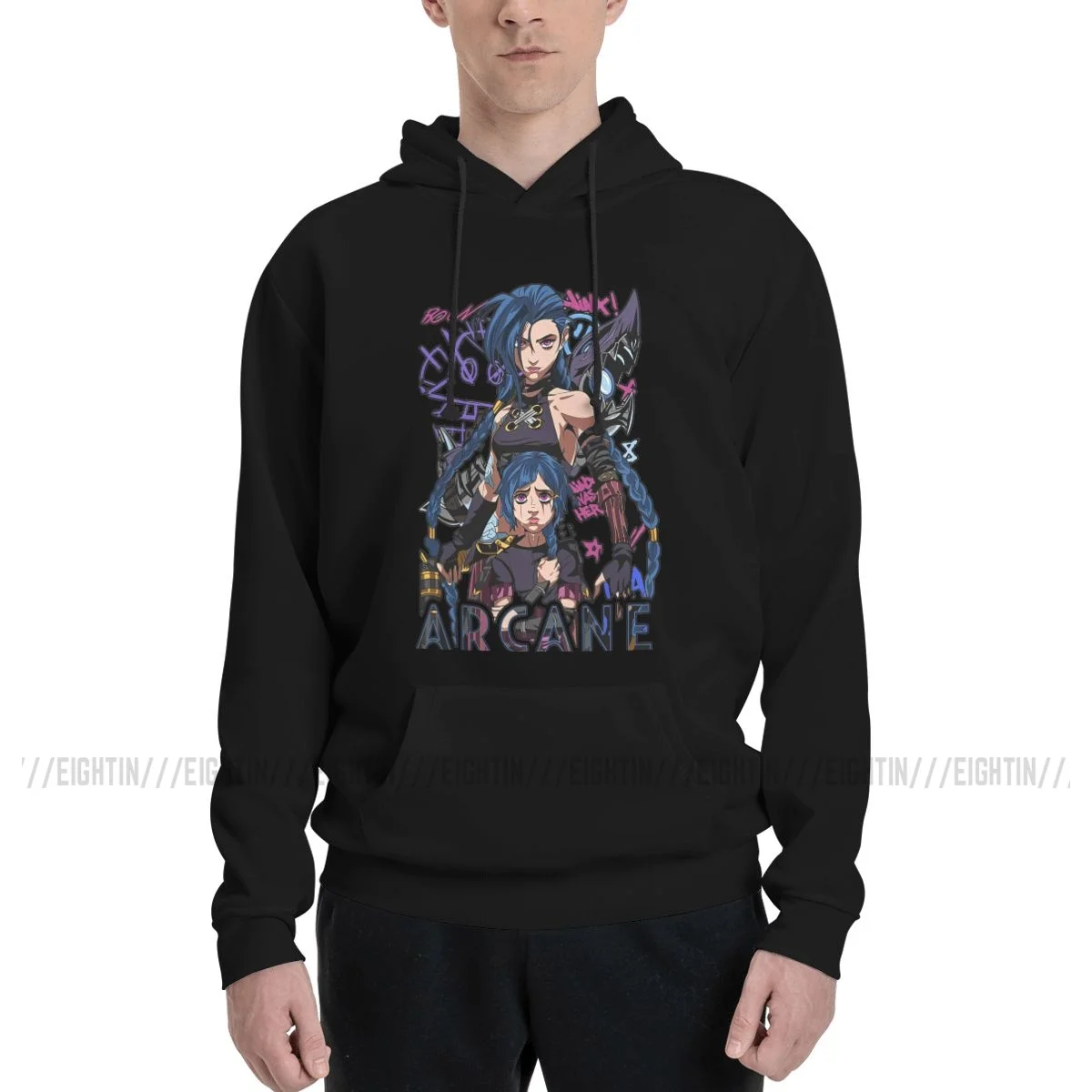 Jinx Vi LOL Anime High Quality Sweatshirt Men'sGame Hooded Hoodie Winter Pullovers