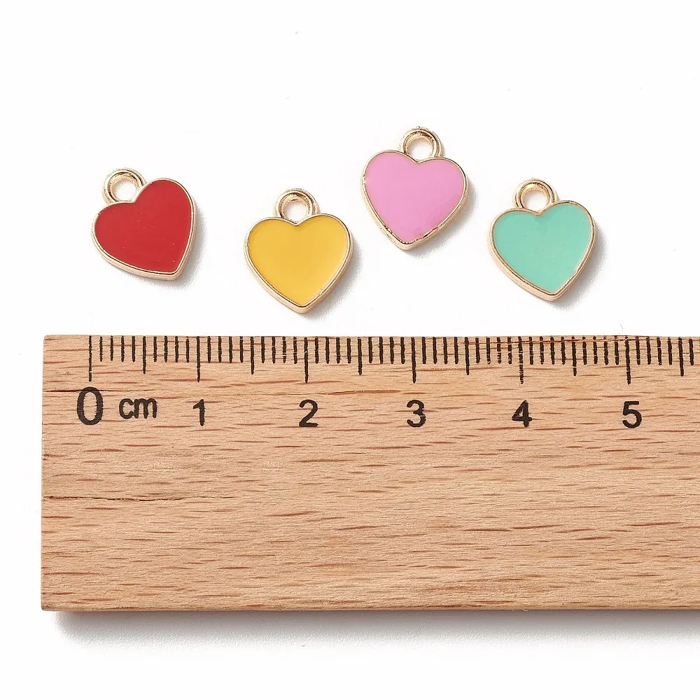 PandaHall 100 Stück Zufällige Farben Emaille-Herzanhänger Pfirsichherz-Anhänger Emaille-Valentinstag-Anhänger für Schmuckherstellung DIY – Detail 3