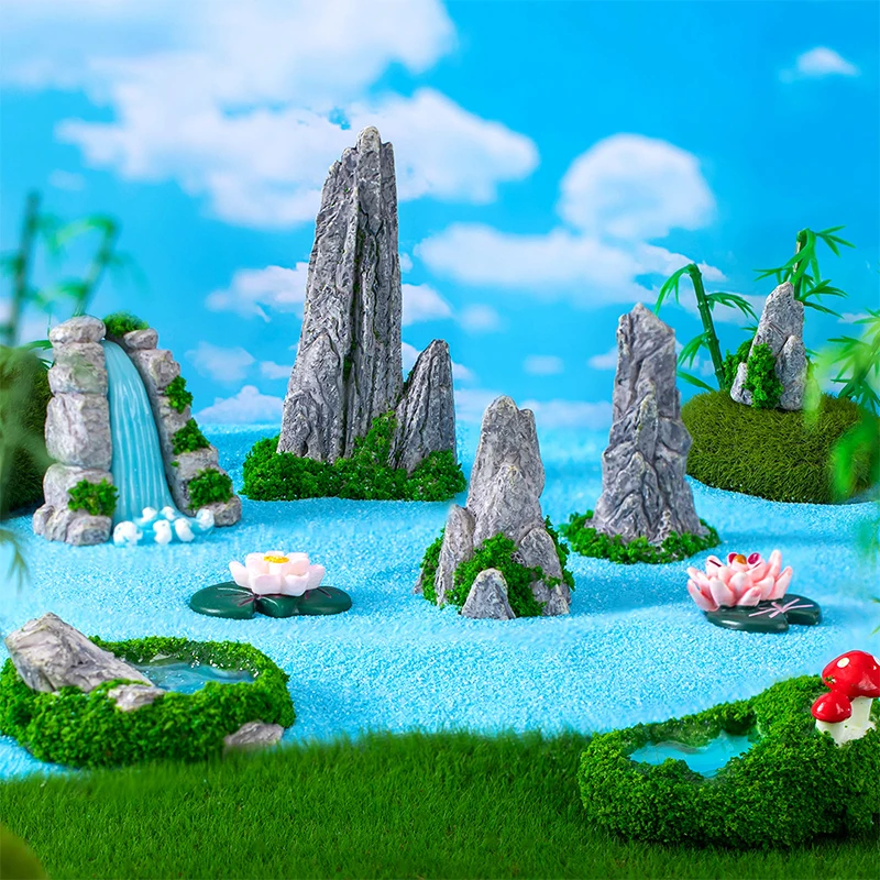 Creative Mini Mountain Rocks Resin Crafts Mountain View Fish Tank Decoration Mushroom Pool Aquarium Landscape Ornament