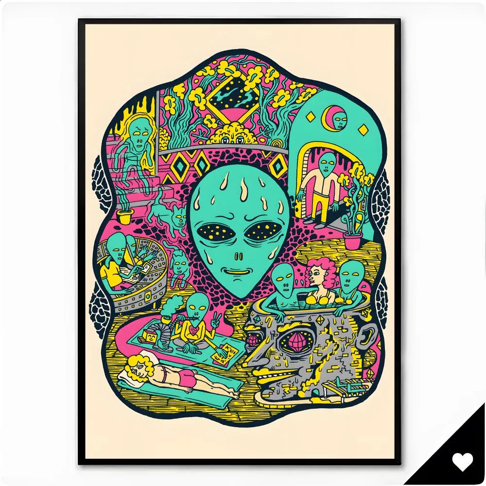 Art Psychedelic Art K-Killer Acid Poster Framed Wall Art Painting for Living Room Interior Decor and Gift Options
