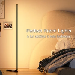 Lámpara de pie de esquina para sala de estar, luz de ambiente RGB inteligente con Bluetooth para dormitorio, decoración nórdica para el hogar, iluminación de pie, 140cm