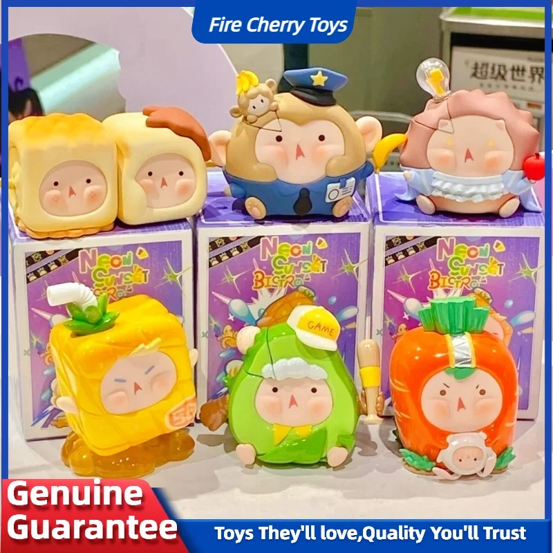 

Genuine Neon Sunset Bistro Series Blind Box Toy Kawaii Action Figure Mystery Box Desktop Model Collection Doll Toy Kid Fun Gift