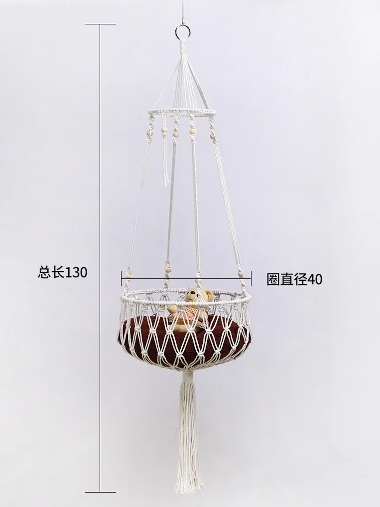 Handmade Cat Hammock Nest Hanging Swing Woven Cat Nest Pet Basket Nest Hanging Fruit Mesh Wall Hanging view 3