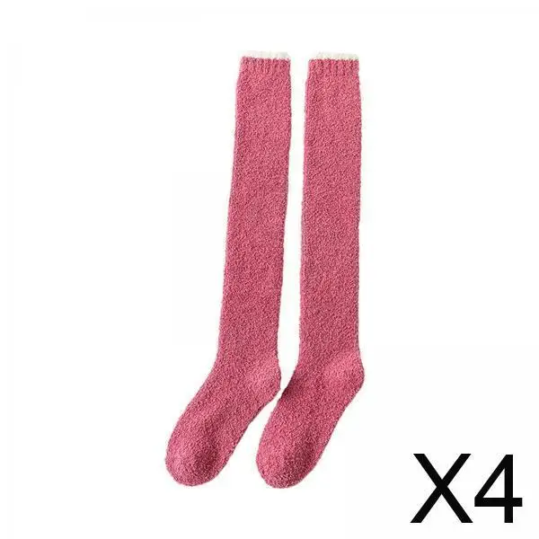 

Fleece Thick Knee High Socks over the Knee Soft Cozy Coral Velvet Warm Floor Socks for Autumn Winter Wear