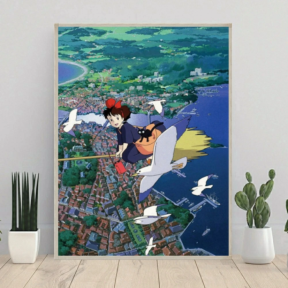 لطيف تحلق أنيمي فتاة والقط 5d كامل الماس الفن اللوحة الخيال الكرتون المشهد DIY الفن فسيفساء ديكور المنزل #2